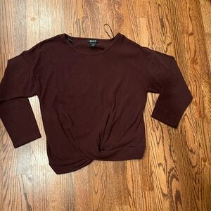 DKNY Brown Crew Neck Sweater Fine Knit